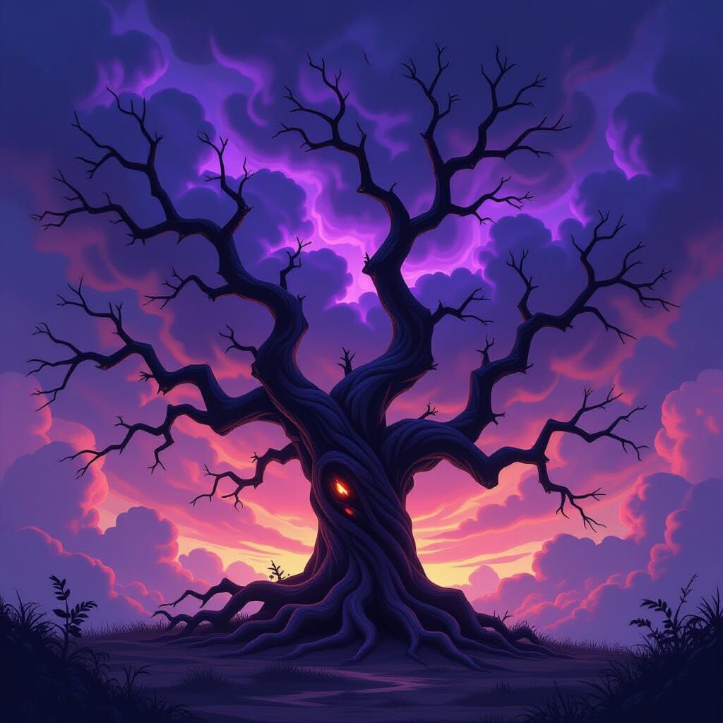 Ancient Tree of Death in Dark Fantasy Style