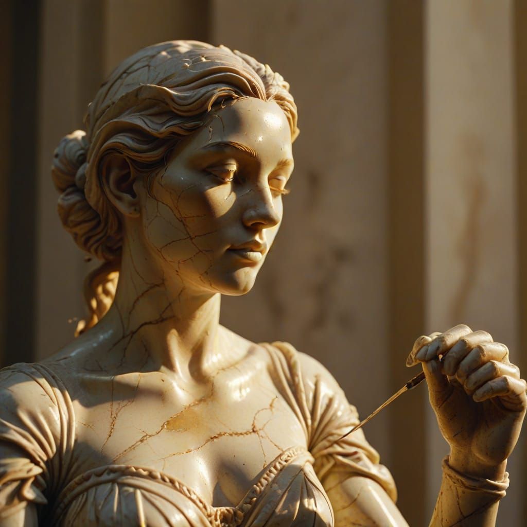 Sculptor Carving Marble Statue in Cinematic Style