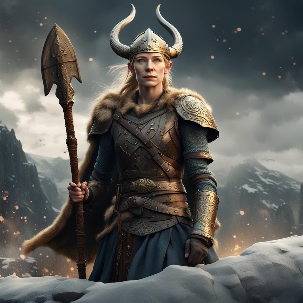 Viking Warrior Maiden in Detailed Matte Painting