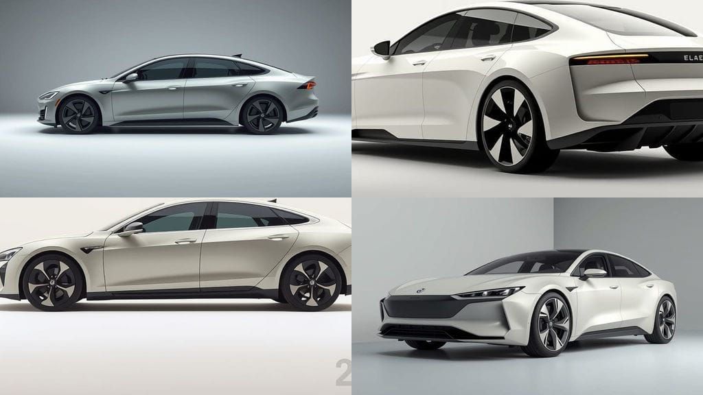 Luxury Electric Sedan in Bauhaus Style