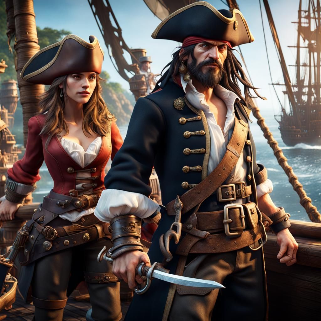 Detailed Pirate Crew in 3D Game Style