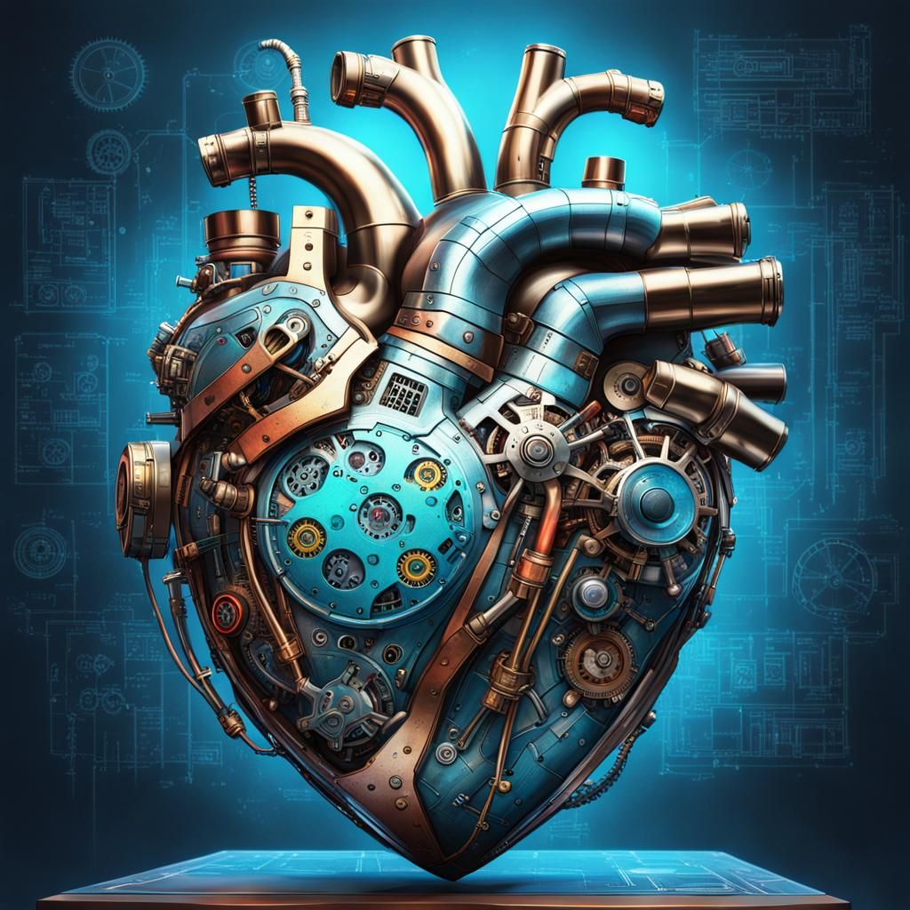 Cyber Steampunk Heart Transplant Unit: Hyperrealistic Concep...