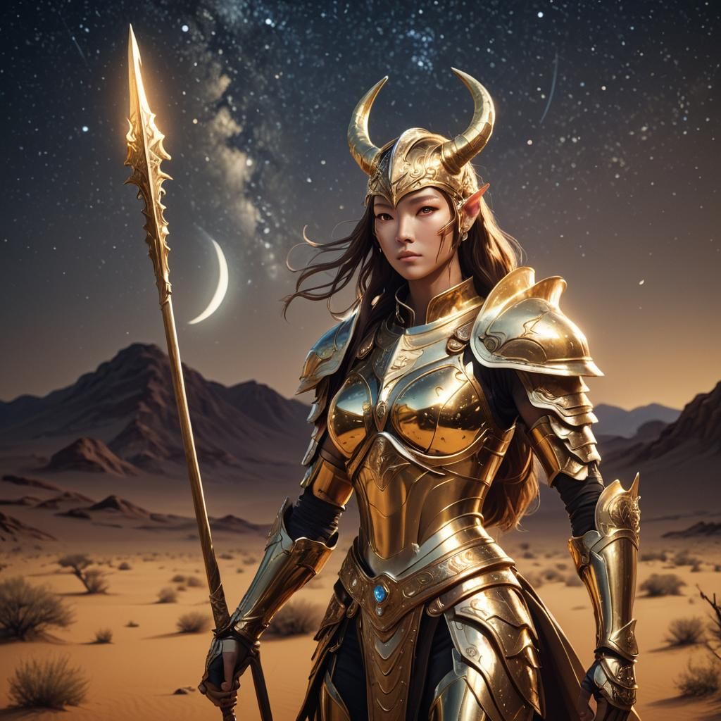 Majestic Armored Centaur in Anime Style Concept Art