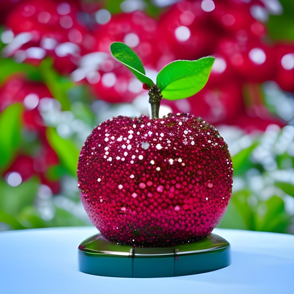Rhinestone Apple Sculpture in Opulent Garden