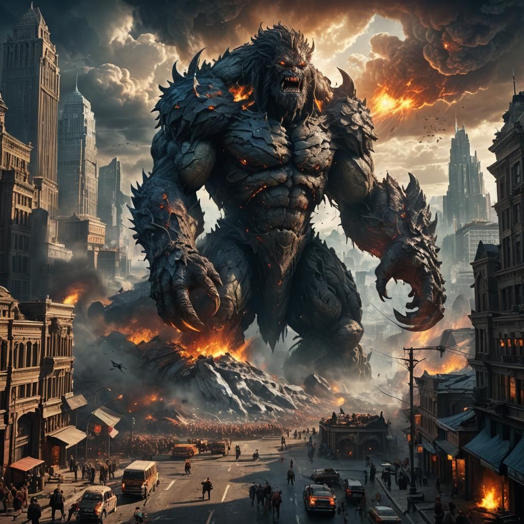 Elemental Titans Wreak Havoc: Fantasy Concept Art