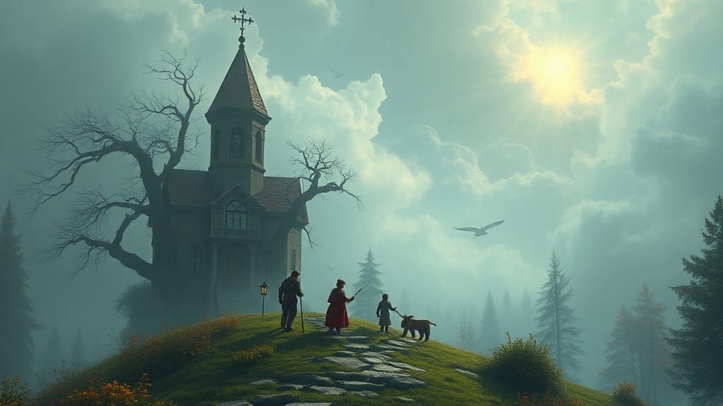 Ethereal Fantasy Scene in Style of Thomas Kinkade