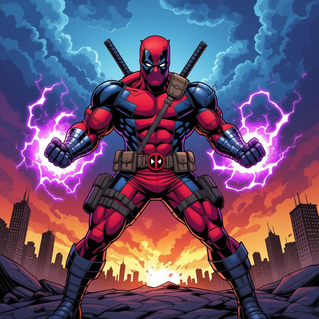 Deadpool Apocalypse Hybrid in Dynamic Comic Art Style