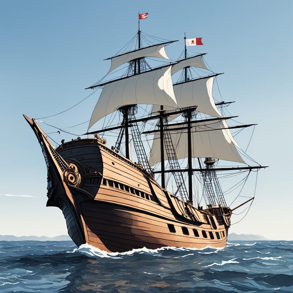 Ancient Warship with Enchanting Siren Figurehead