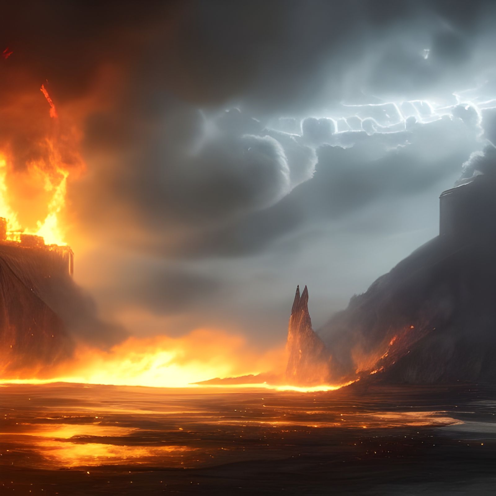 Epic Cinematic Fire Digital Matte Painting