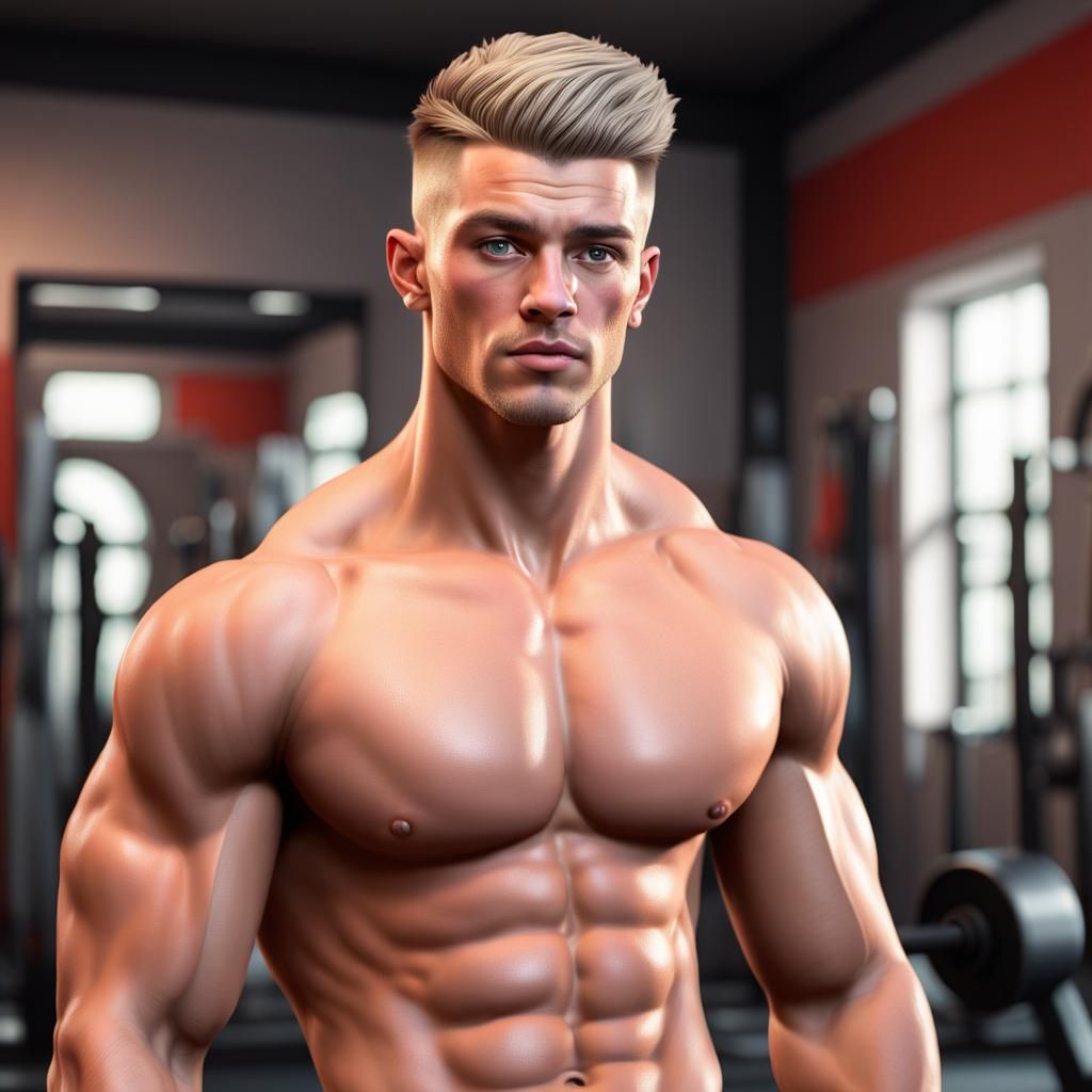 Hyperrealistic 3D Render of a Young Man Working Out