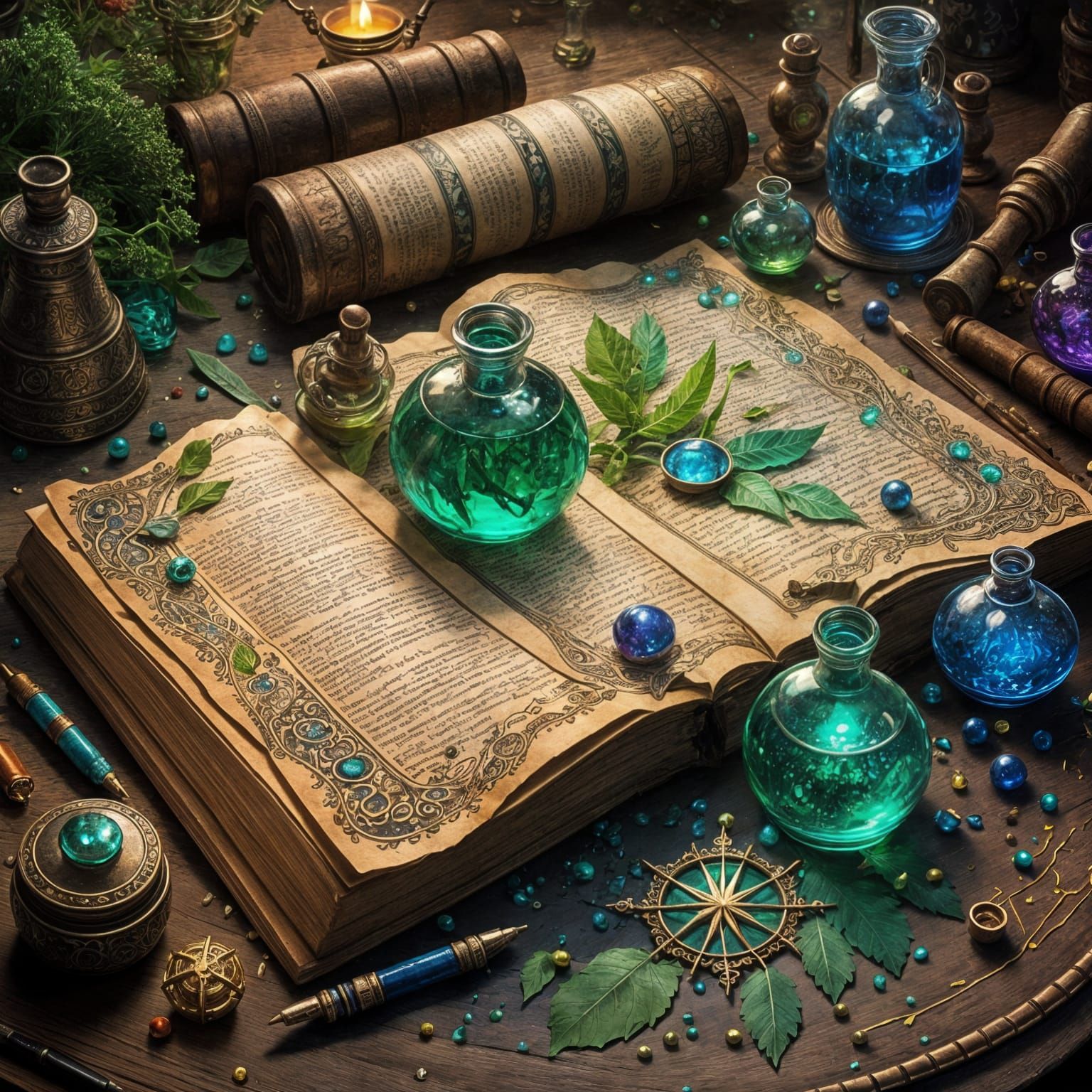 Intricate Hand-Drawn Potion-Making Notes