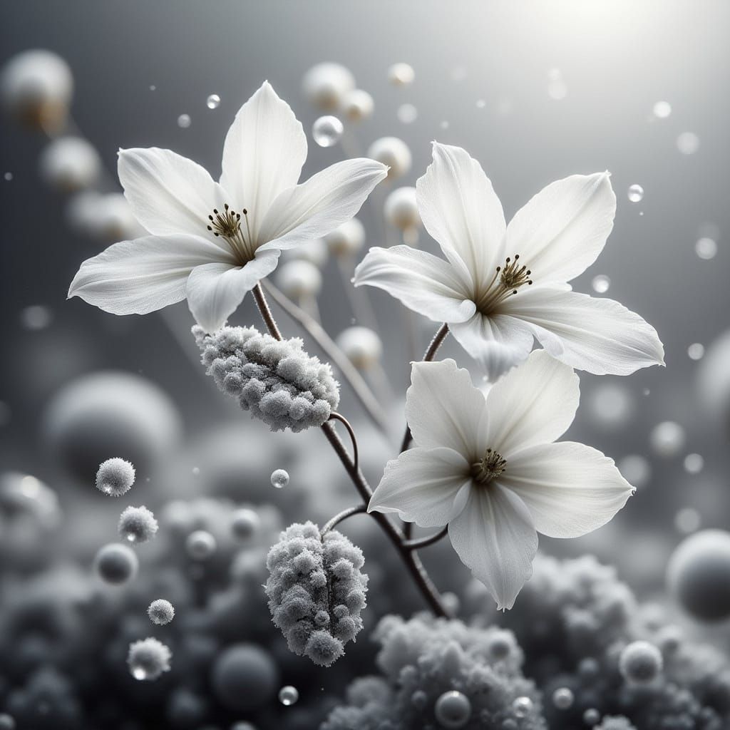 Ethereal Monochrome Hellebore Blooms in Winter Wonderland