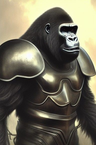 Gorilla Knight Portrait in Hyperrealistic Digital Art