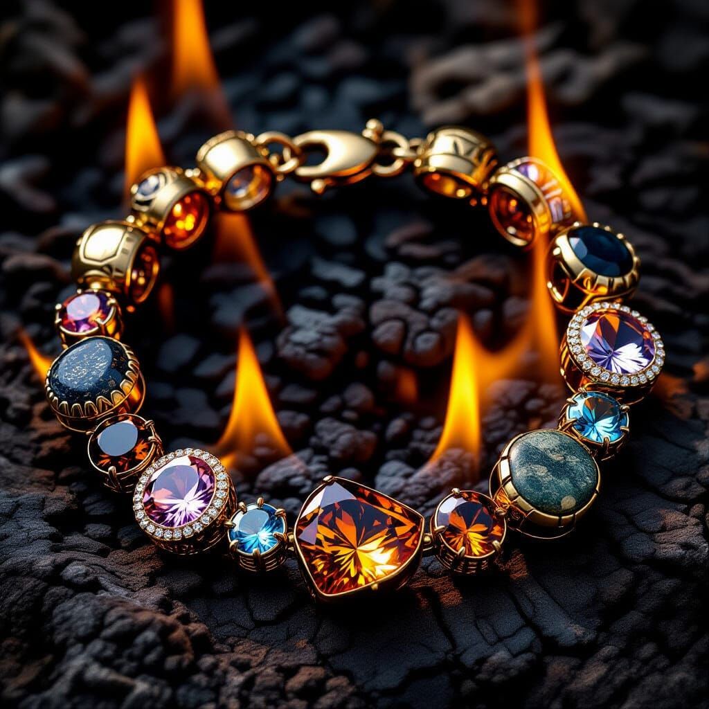Fiery Bracelets and Crystal Pendants Glowing