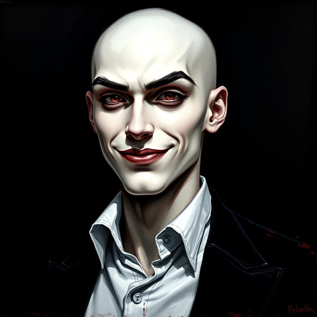 Handsome Vampire Smirks from Dark Canvas