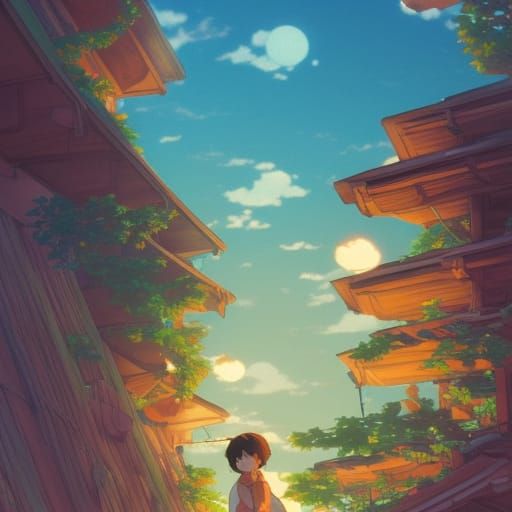 Cookie Monster in Studio Ghibli Anime Style