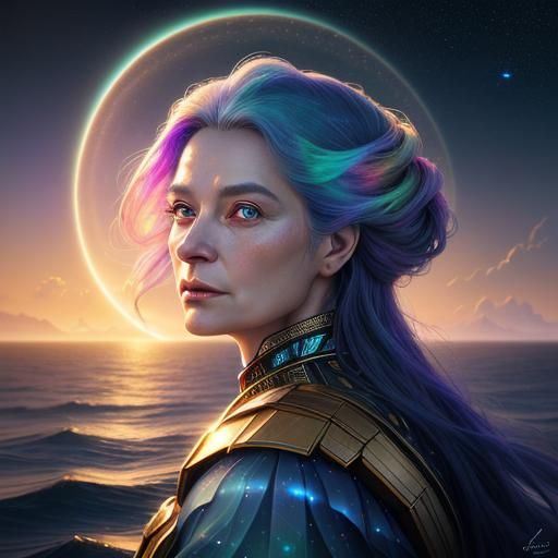 Surreal Galaxy Woman Portrait in Digital Art