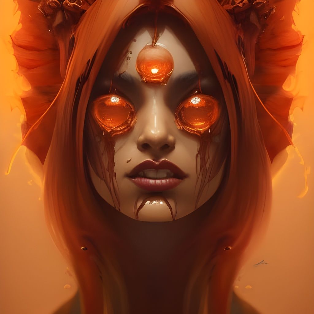 Demonic Pumpkin Queen Portrait in Hyperdetailed Style