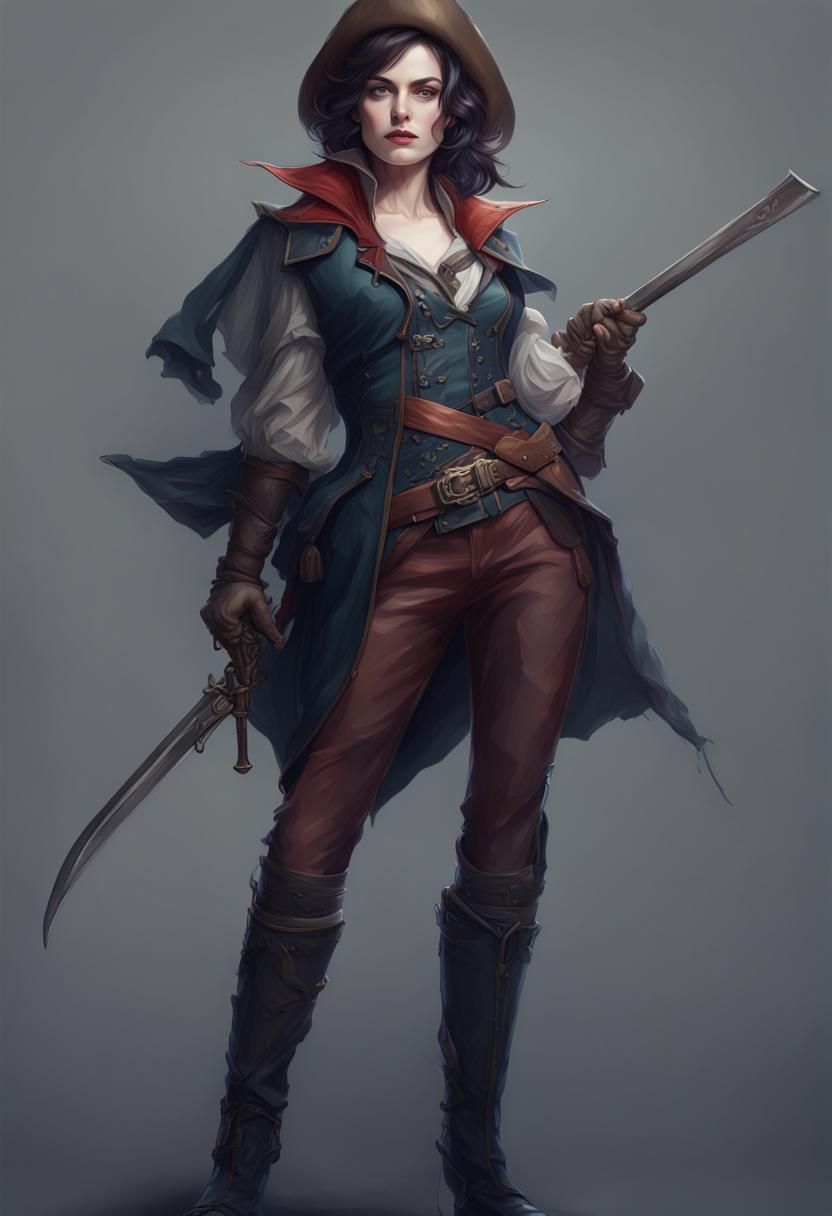 Vampire Hunter Portrait in Art Nouveau Style