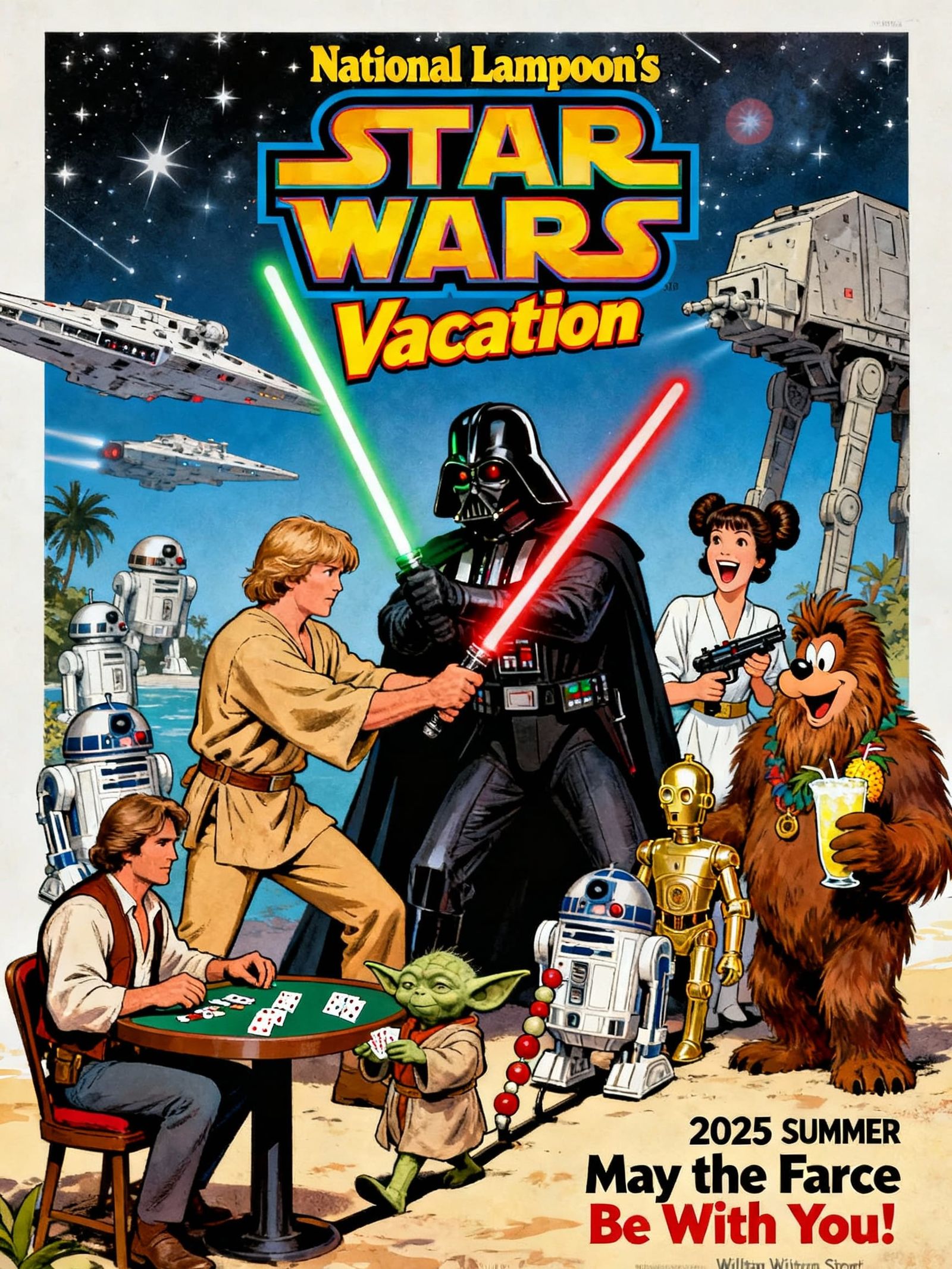 Star Wars Vacation Movie Poster in Comic Comedy Style