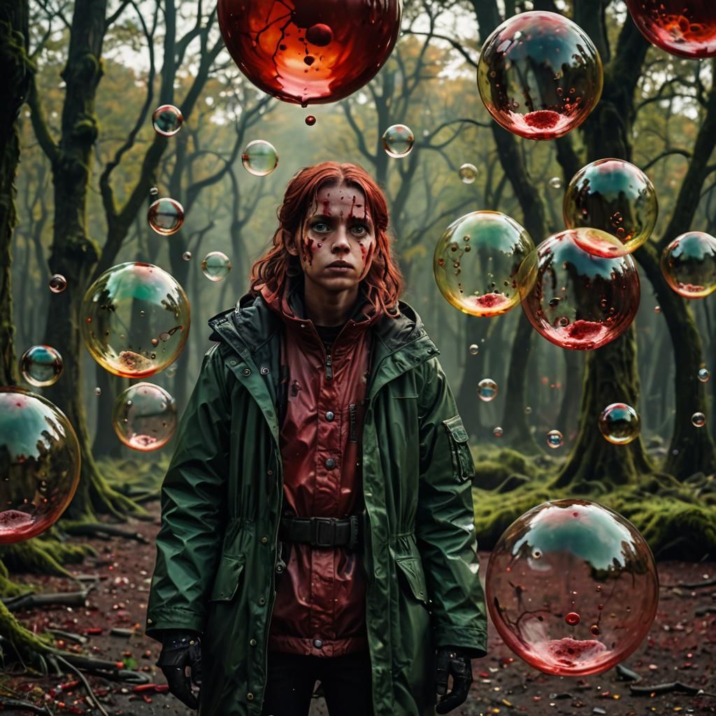 Blood Spheres with Scary Scenes: Hyperrealistic Cinematic Ar...