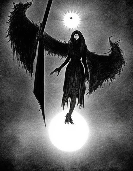 Dark Fallen Angel Under Eclipse in Gothic Style