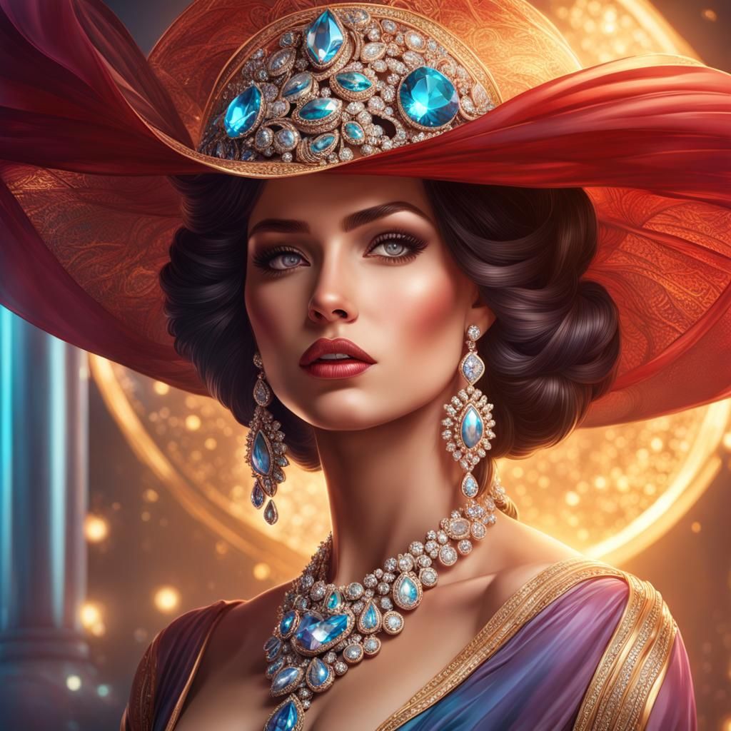 Woman in Diamonds: Hyperdetailed Digital Portrait