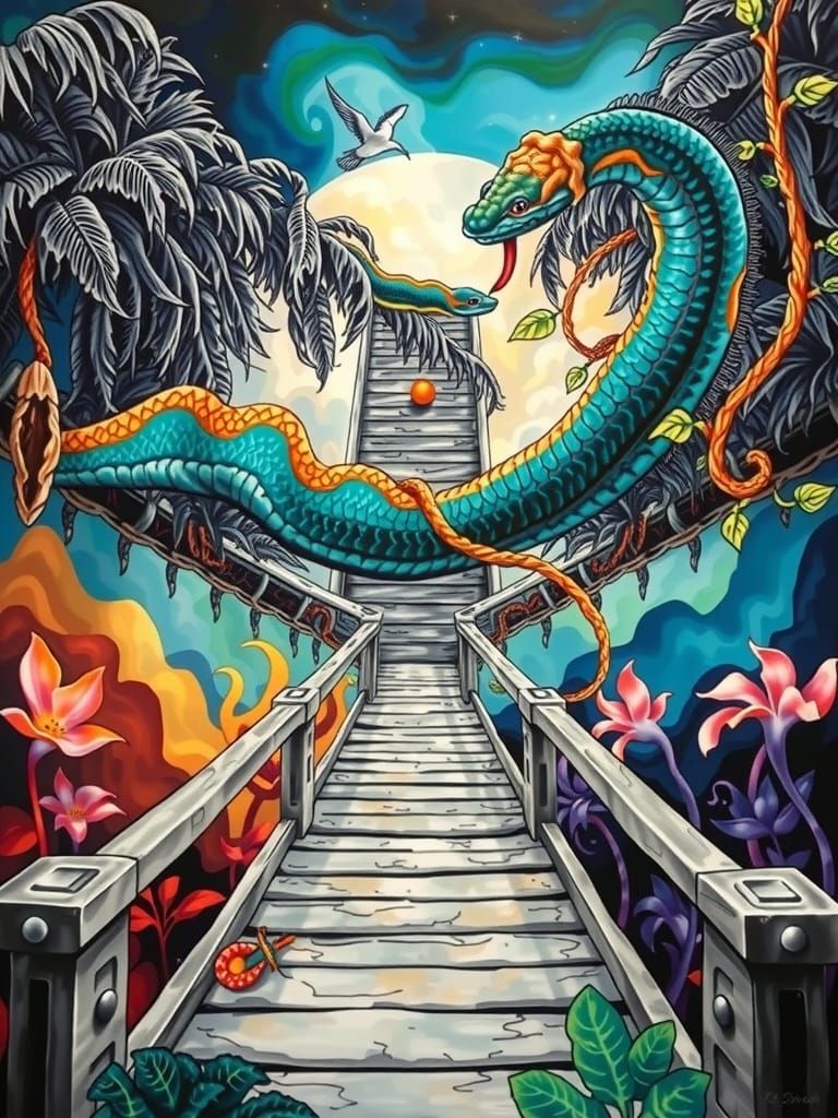 Vibrant Hyperrealistic Jungle Dreamscape in Whimsical Style