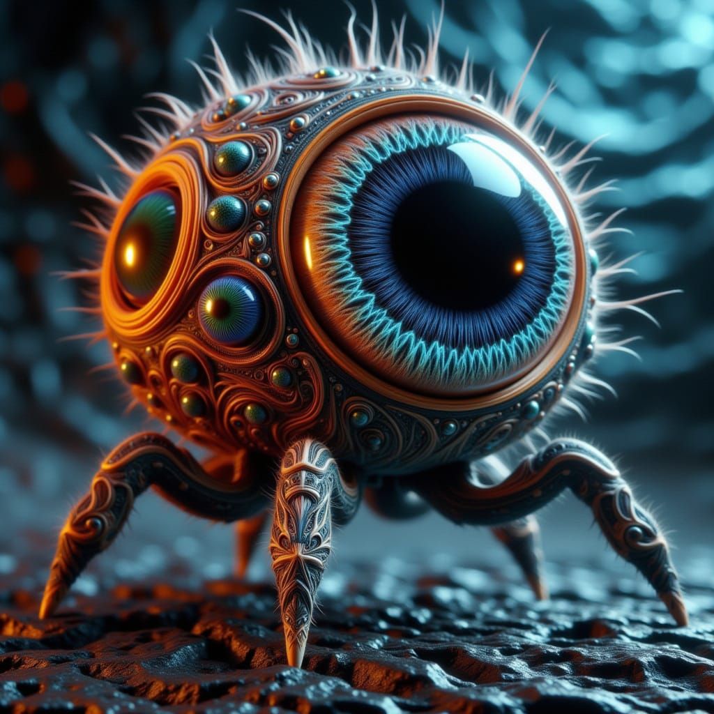 Dark Fantasy Arachnid Horror in Cyberpunk Style