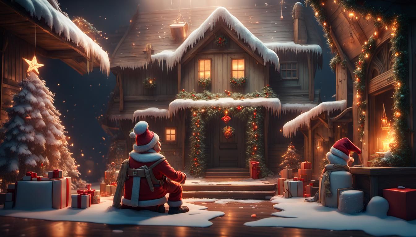 Festive Action Painting in 3D Cinematic Style