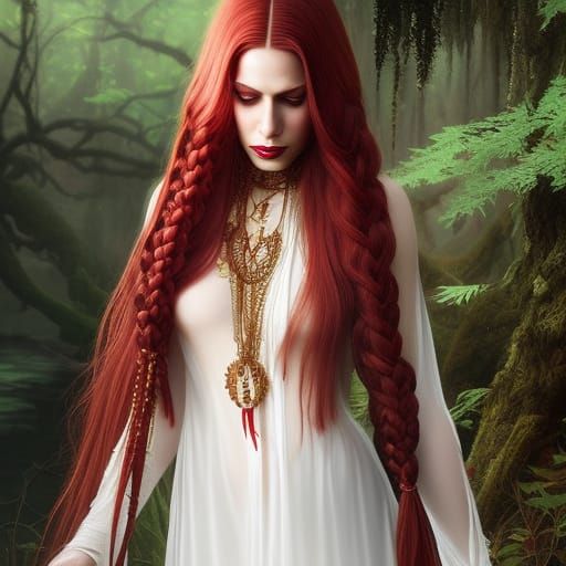 Red-Haired Sorceress in a Bayou Swamp