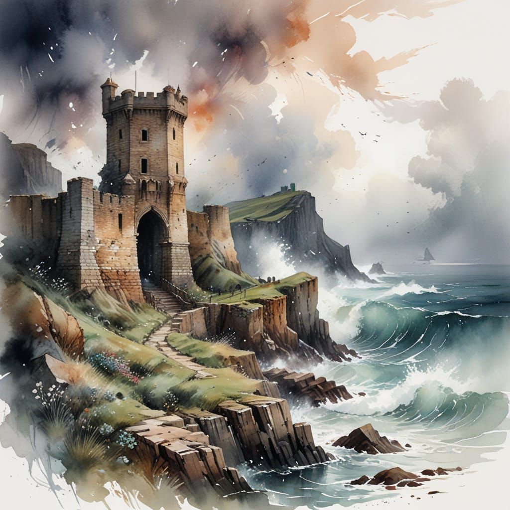 Ancient Coastal Ruins Stand Tall Against Turbulent Skies