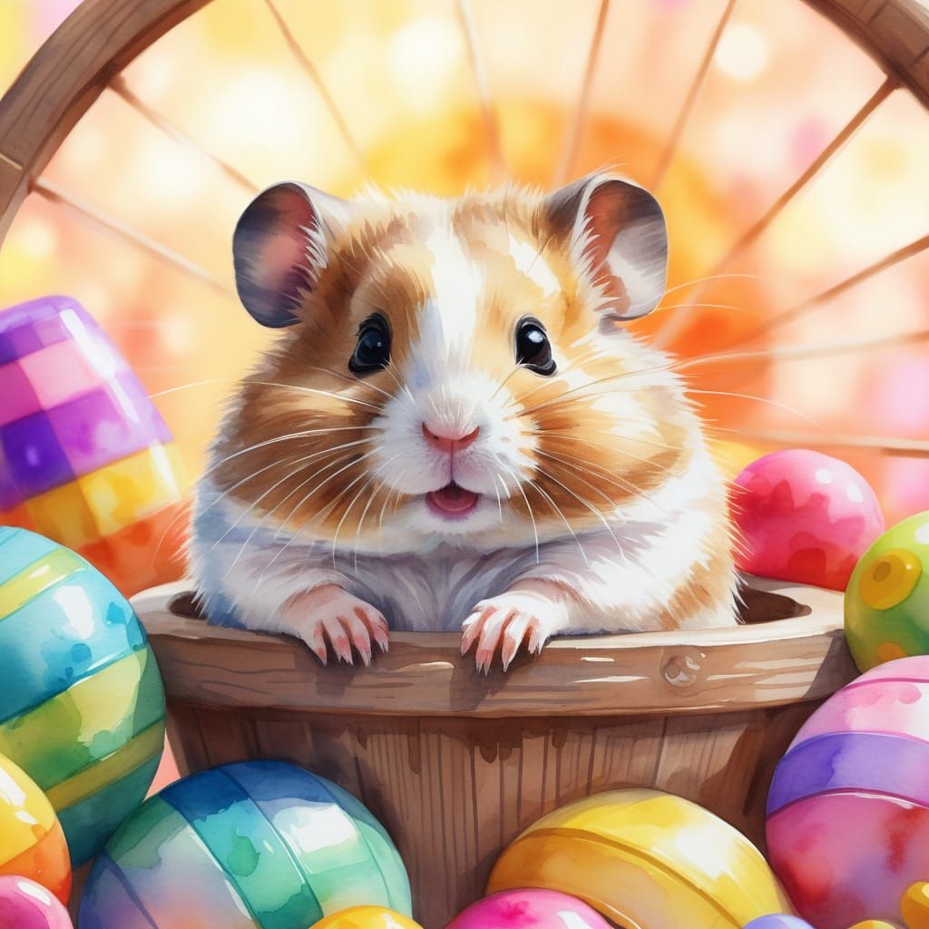 Vibrant Watercolor Hamster Portrait
