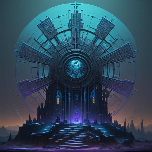 Mystical Clay Assembly in Cyberpunk Aesthetic