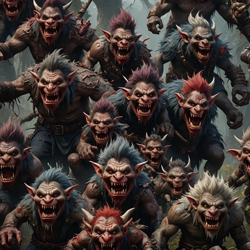 Ugly Trolls with Sharp Teeth: Detailed Matte Painting