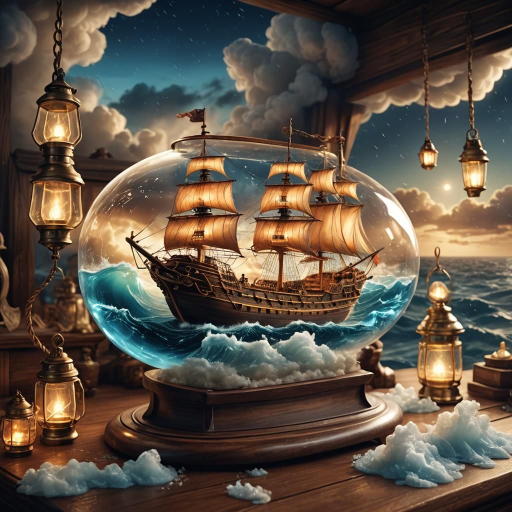 Magical Ship in a Bottle: Fantasy Concept Art