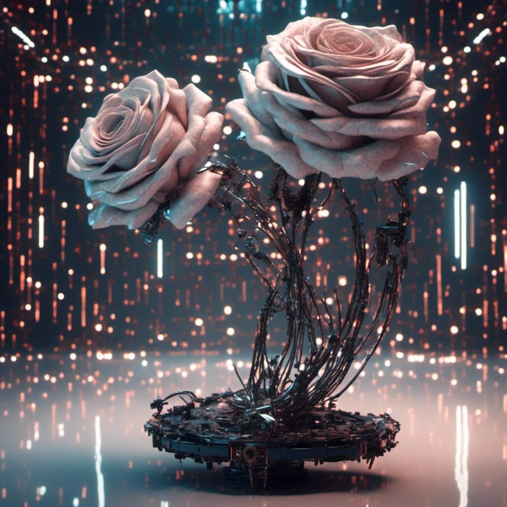 Cybernetic Robotic Rose with Circuitry
