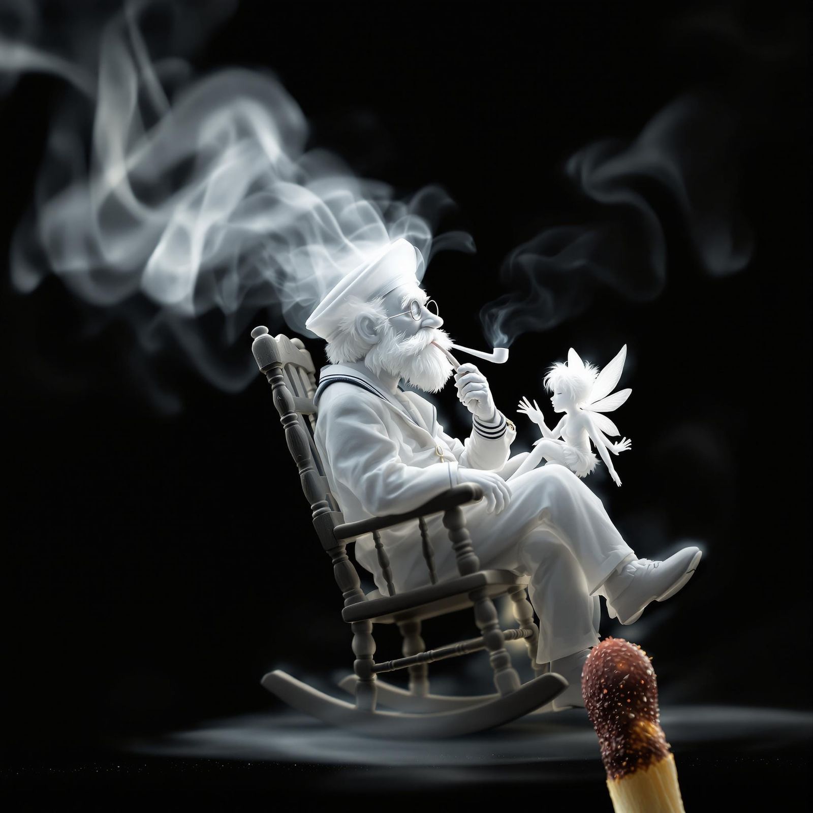 Ethereal Whimsy: Sailorman and Fairy in Smoky Reverie
