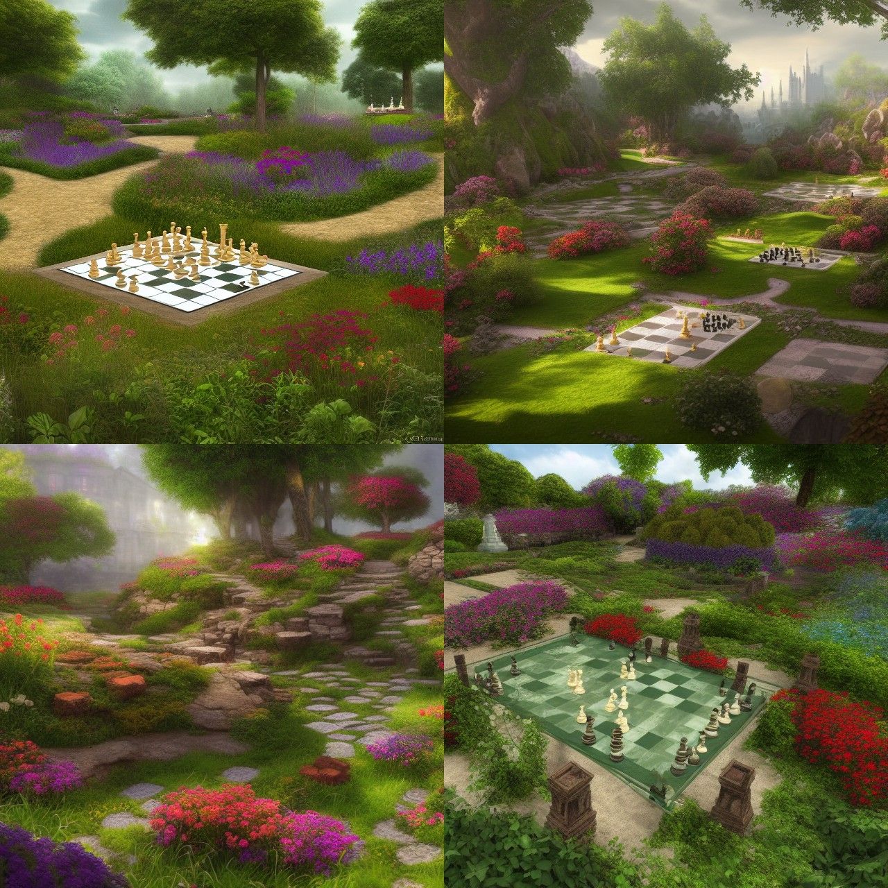 Chess Queen's Garden: Hyperdetailed Fantasy Landscape
