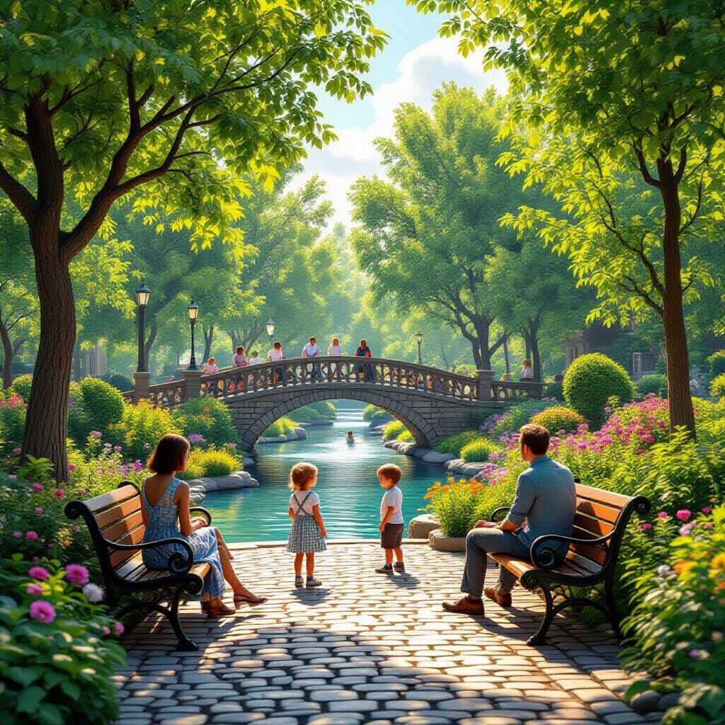 Restored Old Photo-Children Playing in a Park