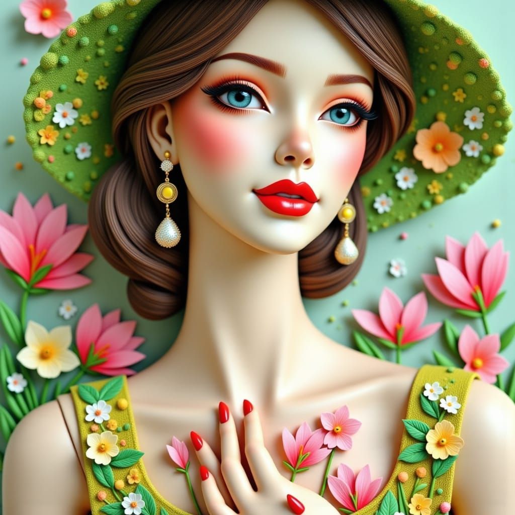 Spring Floral Earrings in Polished Gold