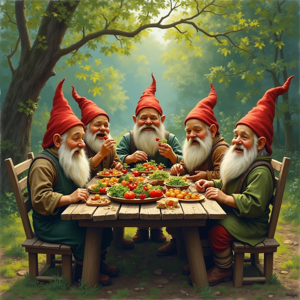 Earthly Delight: Whimsical Norwegian Dwarfs Feast on Nature'...