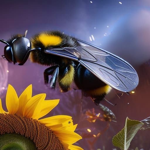 Realistic Bumblebee Digital Rendering