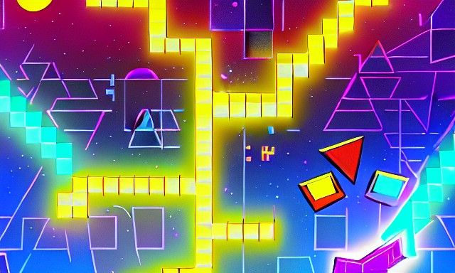 Geometry Dash Game in Cosmic Neon Style