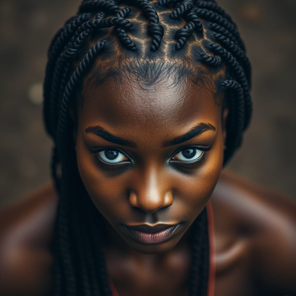 Intricate Cornrow Hairstyle: Photorealistic Overhead View