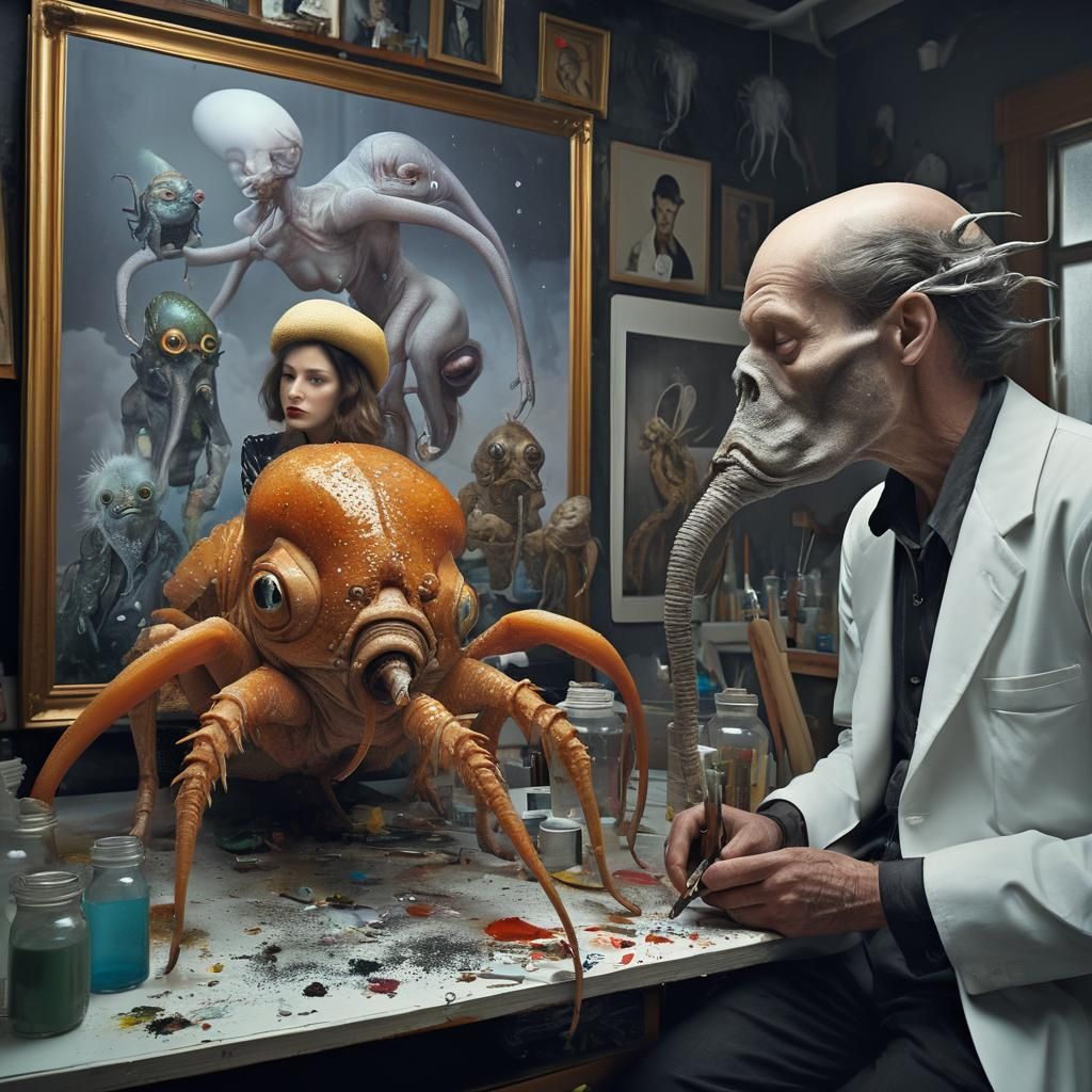 Bizarre Creatures in Surrealist Laboratory, Hyperrealism