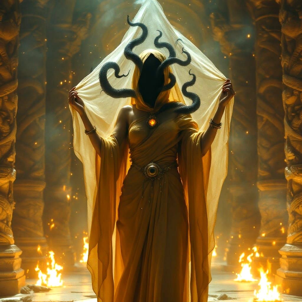 Surreal Dark Fantasy Goddess Unveils Horrific Black Mist