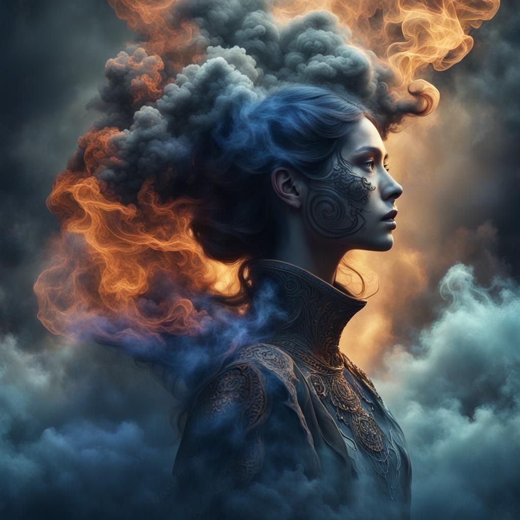 Smoky Woman: A Fantastical Digital Art Portrait
