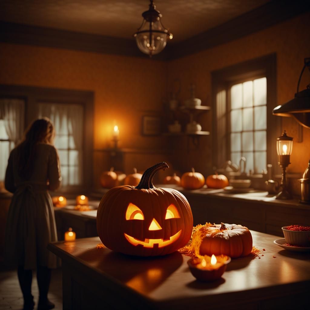 Ghosts Bake Pumpkin Cake in Haunted Mansion