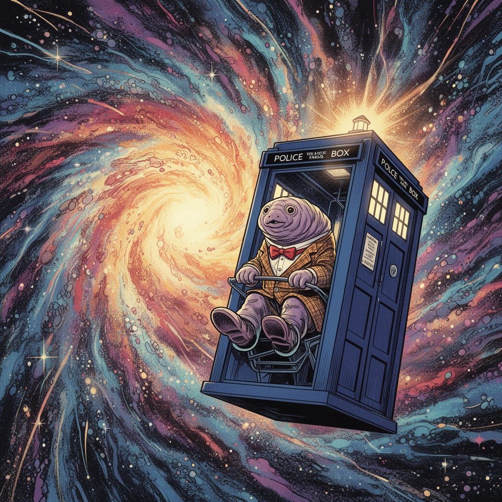 Doctor Tardigrade Navigates a Cosmic Nebula in the TARDIS